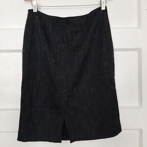 Anni Kuan Patterned Black Skirt Fair Labor USA Sustainably Made Size 6